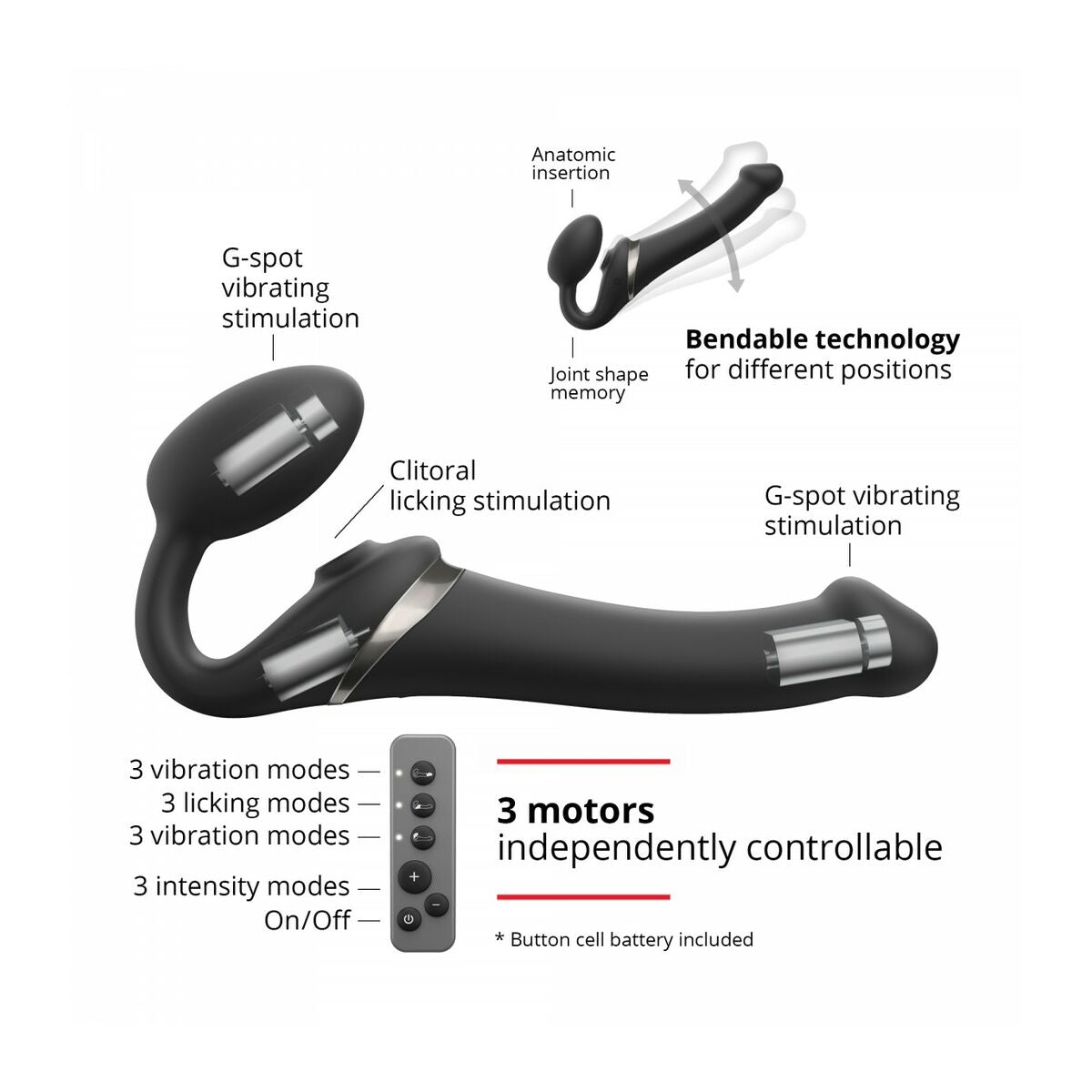 Vibratorius Multi Orgasm Remote Controlled Strap-on-me 6017357 Juoda