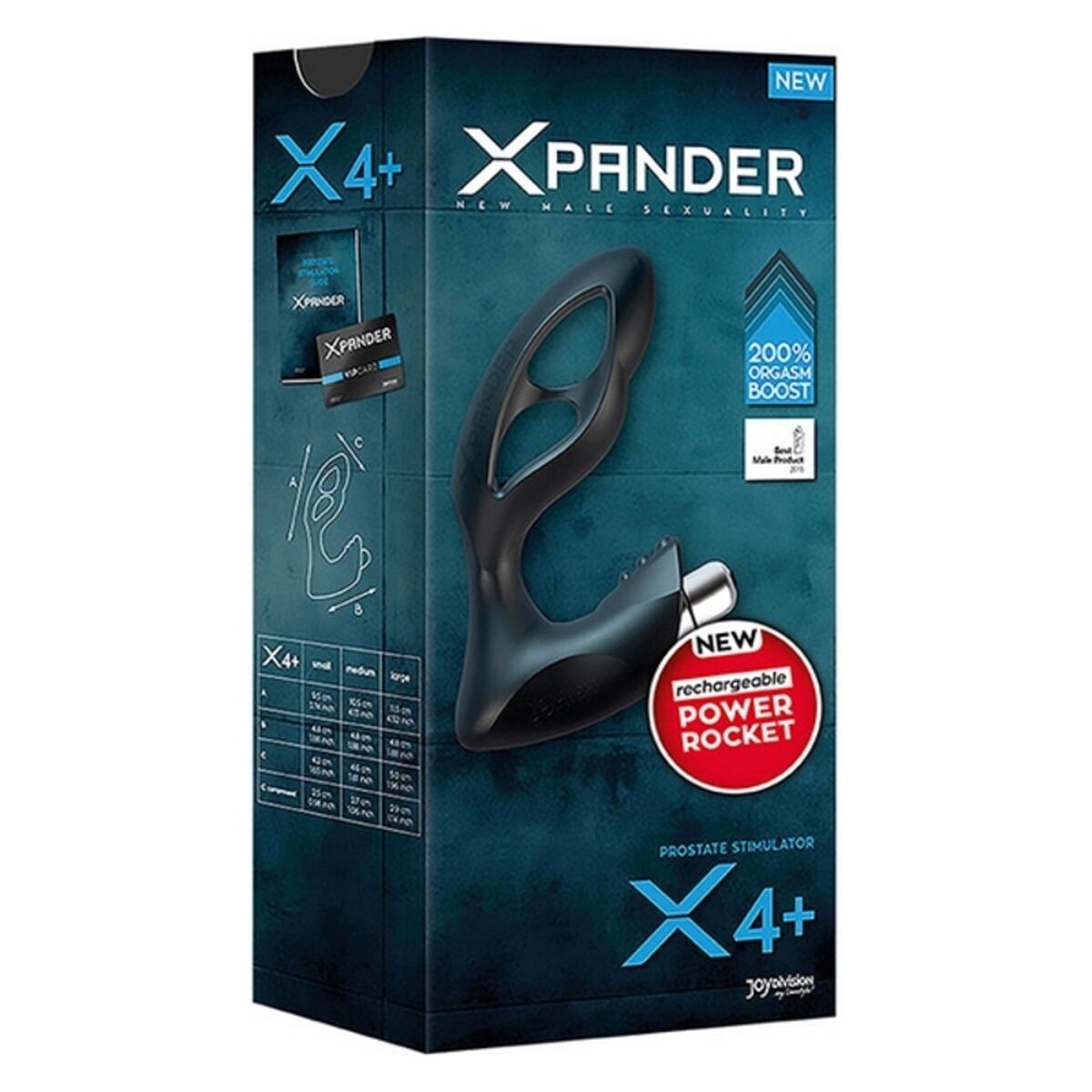 Xpander X4 Silikoninis Noir prostatos masažuoklis Joydivision X 4+ (10,5 cm) Juoda