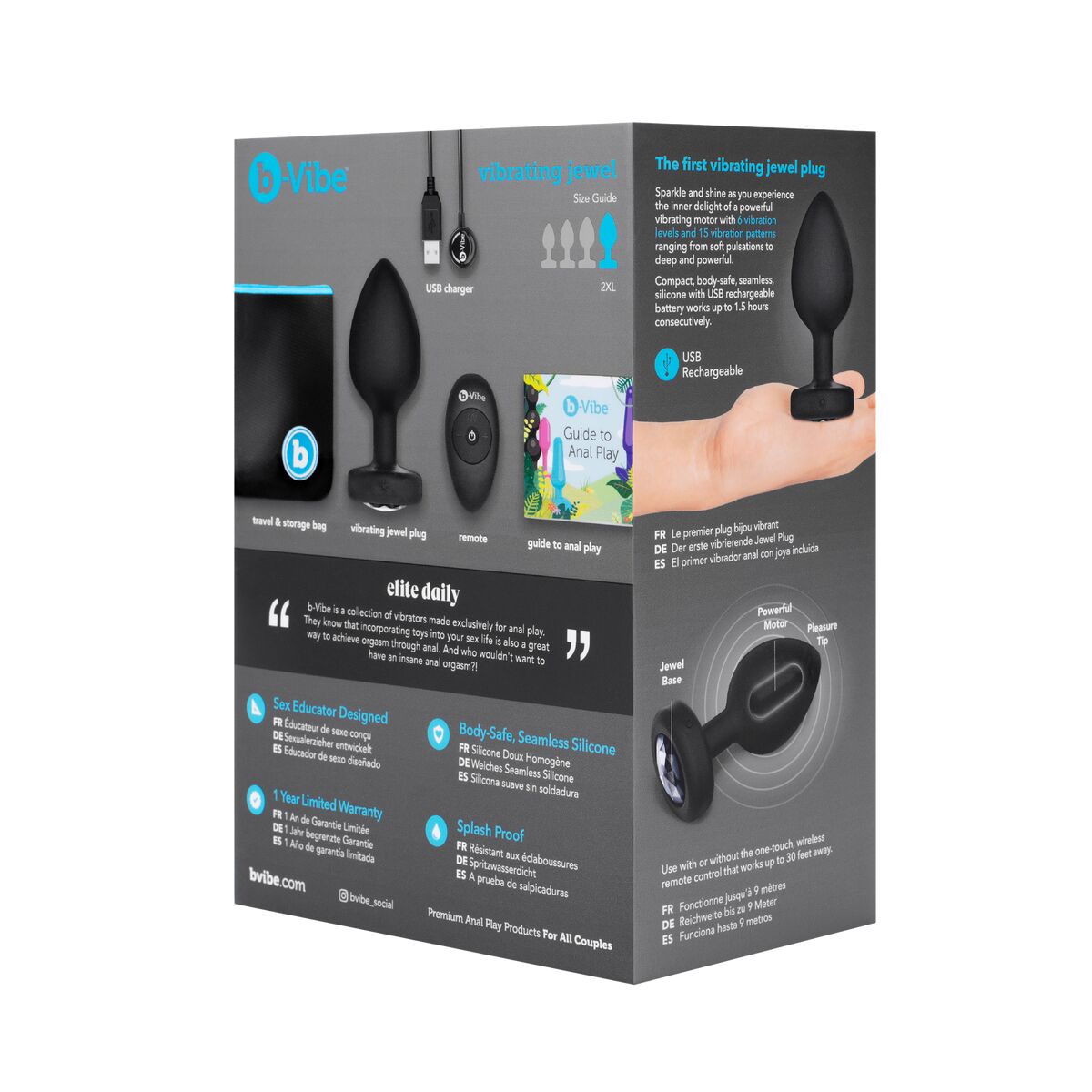 Vibratorius B-Vibe Vibrating Jewel Juoda XXL